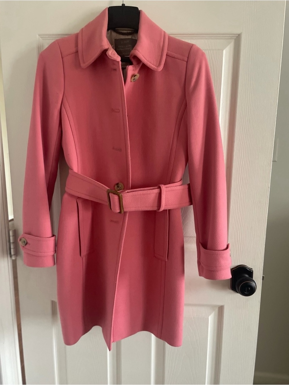 J. Crew Pink Belted Trench Coat